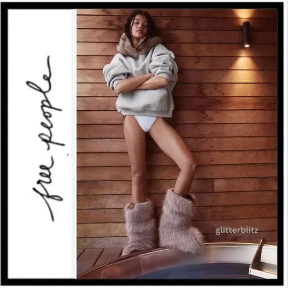 Free People Wild Thing Faux Fur Mid Boots Size 8 - Picture 4 of 16